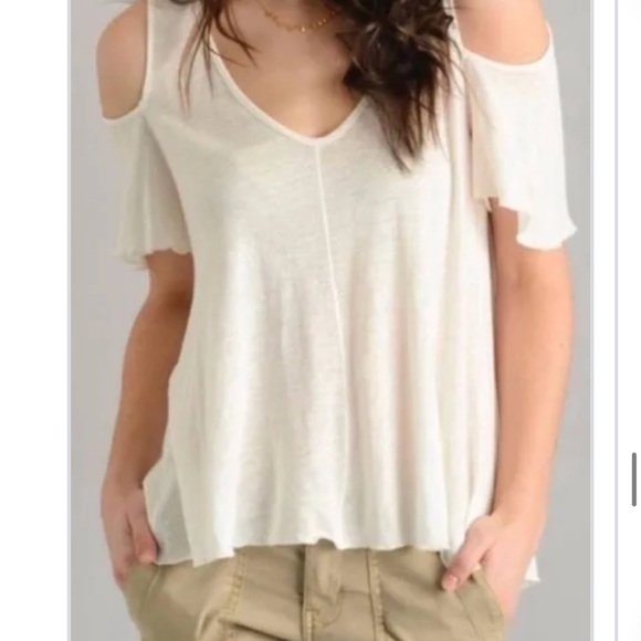 Free People Cold Shoulder Top-Ivory - Picture 8 of 12